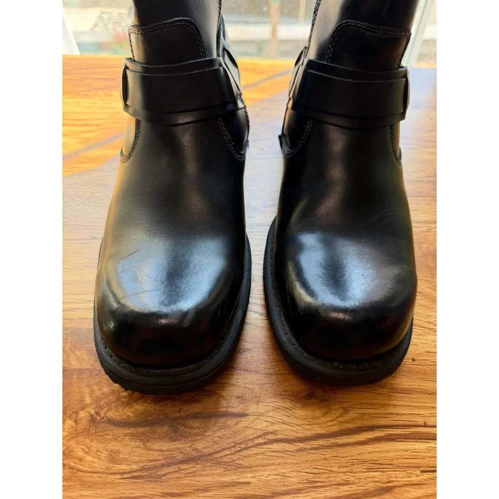 Lavorazione Artigiana Black Leather Coach Harness Motorcycle Boots Men's 8